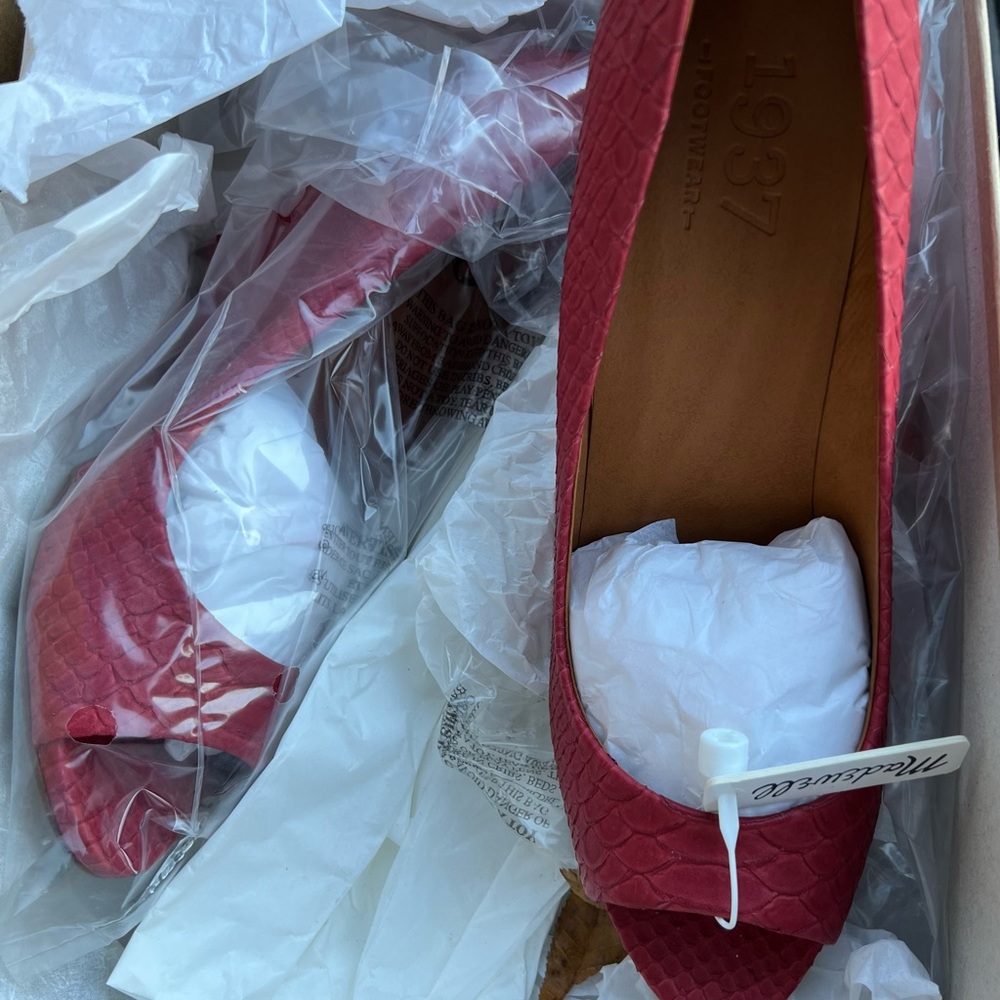 Madewell Python Bianca WARM AMBER Suede Peep Toe Wedge Sze 9.5 Brand new in box.
